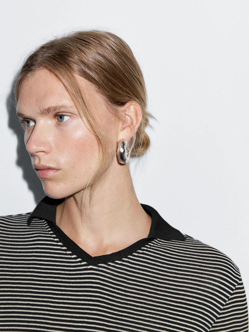 Striped long sleeve polo shirt