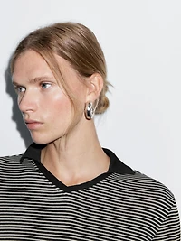 Striped long sleeve polo shirt