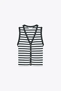 ZARA STRIPED BUTTON VEST