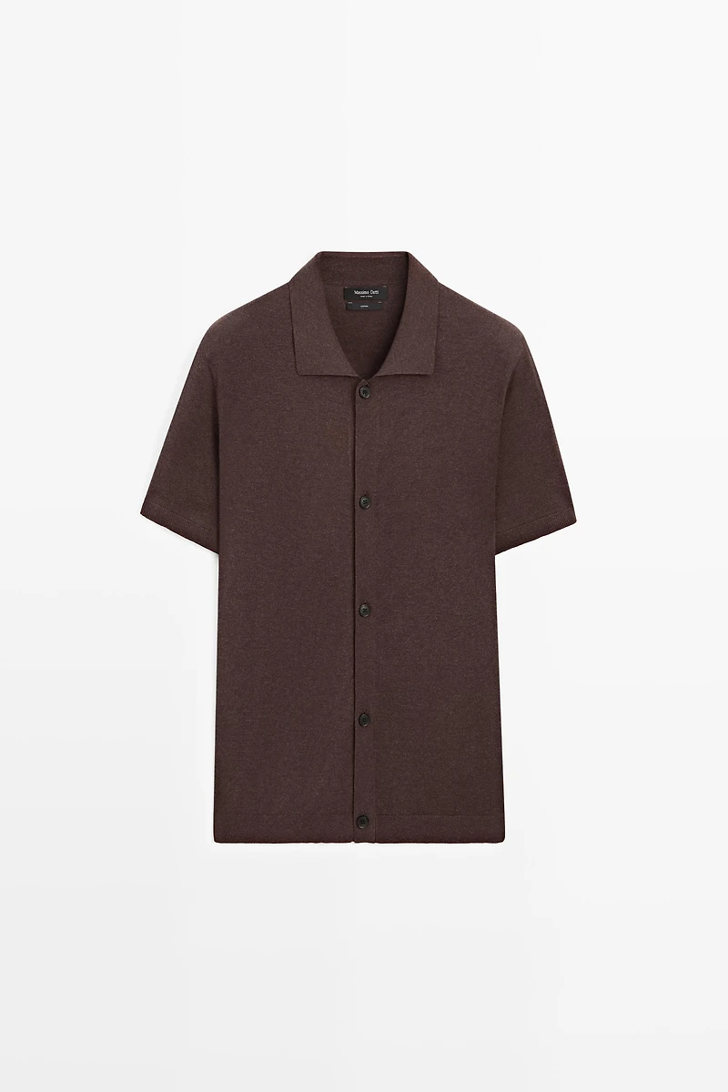 Short sleeve button-up knit cardigan