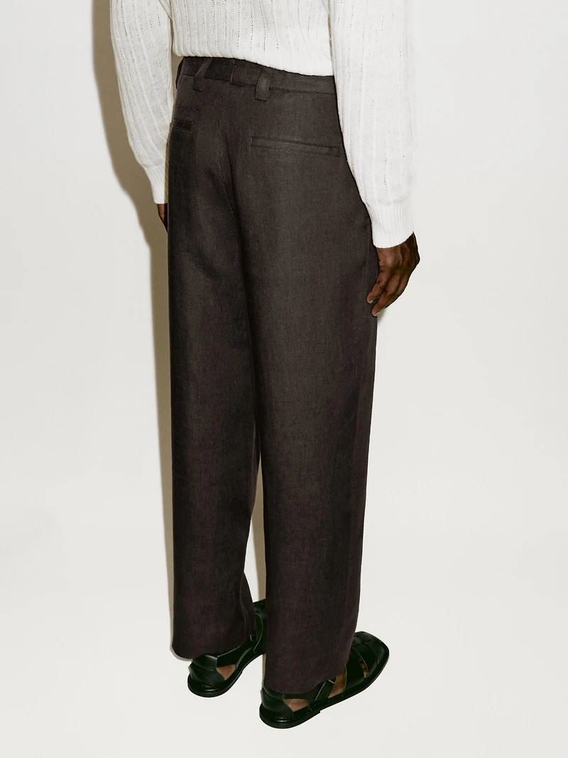 Pantalon à pince en serge 100 % lin - Limited Edition