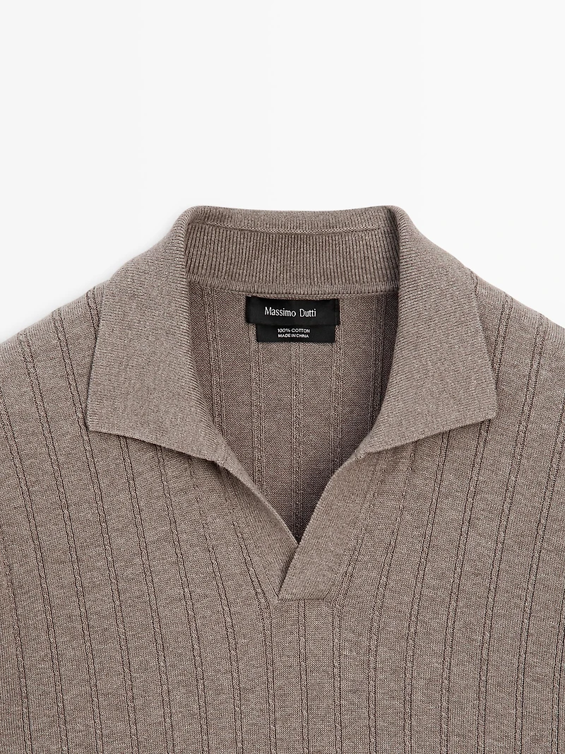 Cable-knit polo sweater