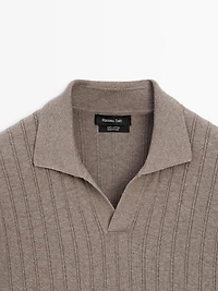 Cable-knit polo sweater