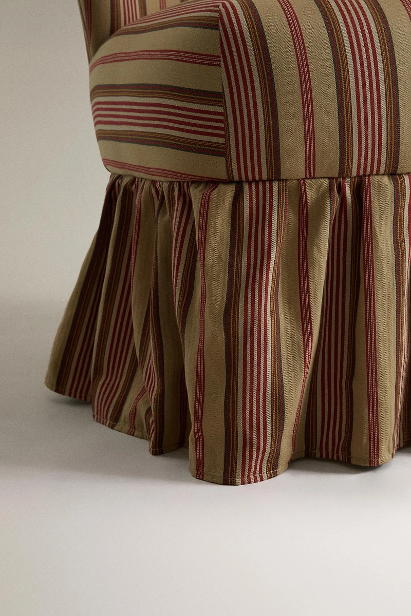 STRIPED ACCENT CHAIR WITH RUFFLE | KATHARINE POLE