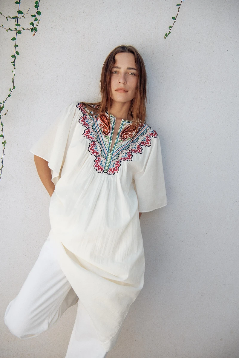 ZW COLLECTION EMBROIDERED MIDI DRESS