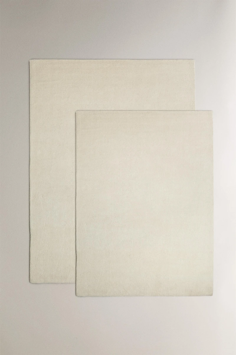 PLAIN WOOL COTTON AREA RUG