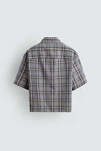 PLAID ZIP POLO SHIRT