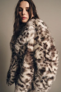 ANIMAL PRINT FAUX FUR JACKET ZW COLLECTION