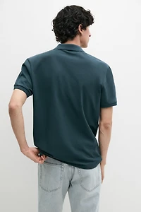 Micro-textured cotton piqué polo shirt