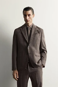 LINEN-WOOL CHECKERED SUIT JACKET