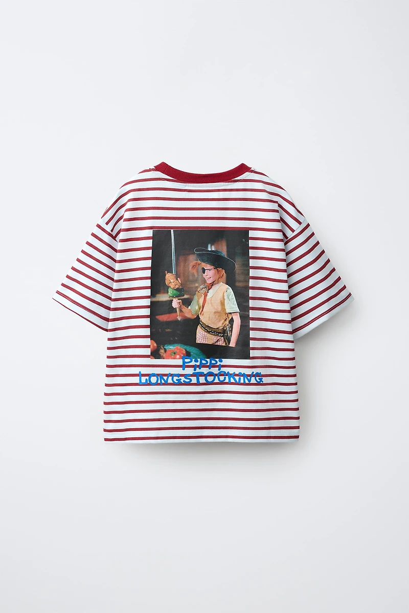 PIPPI LONGSTOCKING STRIPE PRINT T-SHIRT