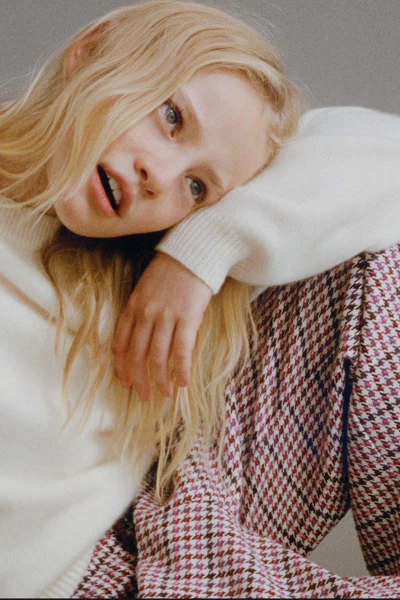 PANTALON WIDE LEG STRUCTURÉ PIED-DE-POULE