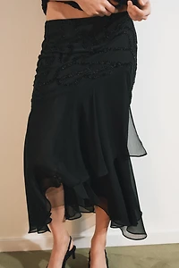 JUPE MI-LONGUE À VOLANTS ET FANTAISIE