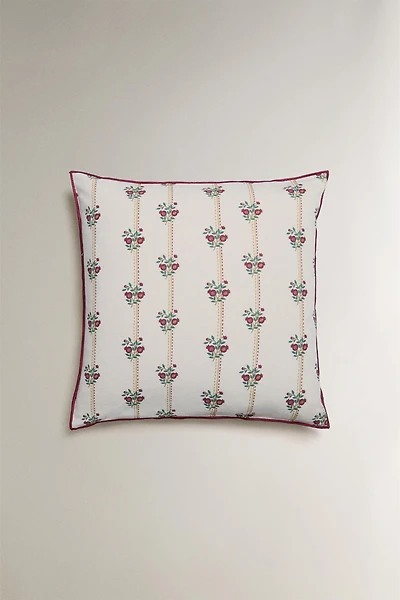 STRIPED AND FLORAL THROW PILLOW COVER