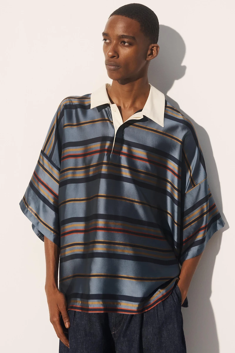 CUPRO-SILK BOXY FIT POLO SHIRT