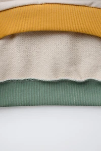 CONTRAST RIB EMBROIDERED TEXT SWEATSHIRT