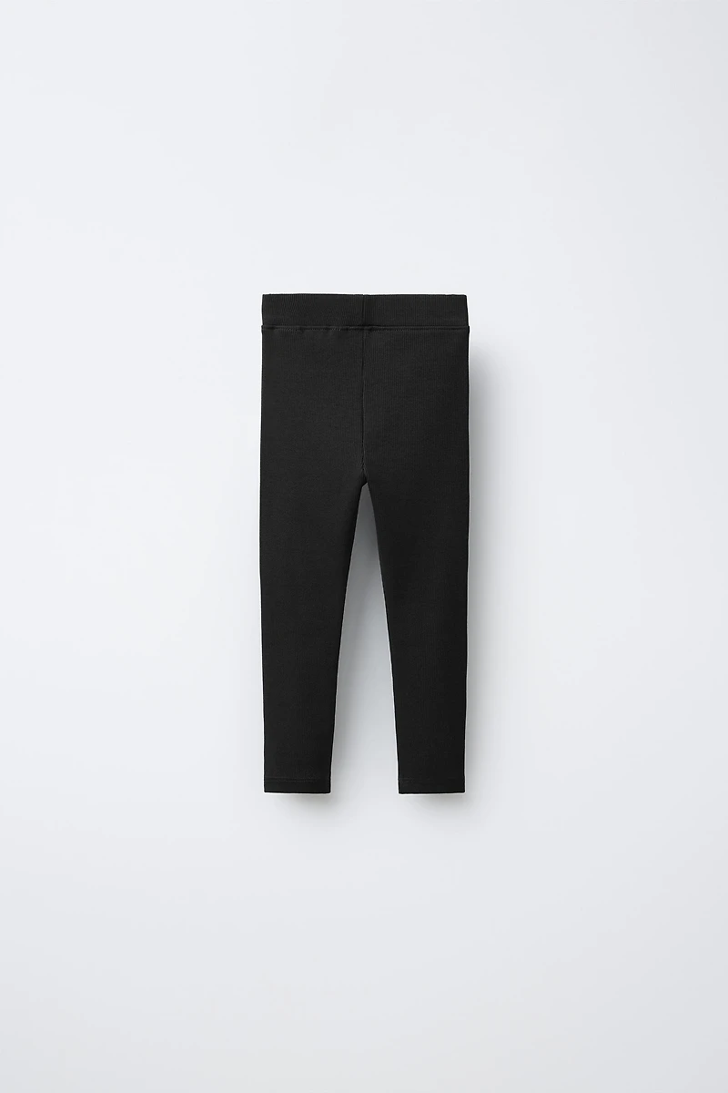 RIBBED LEGGINGS WITH LABEL