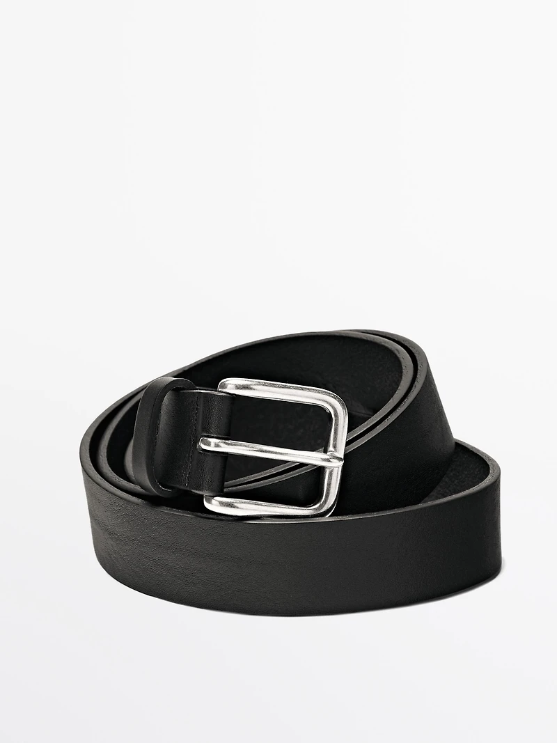 Nappa leather belt with square buckle