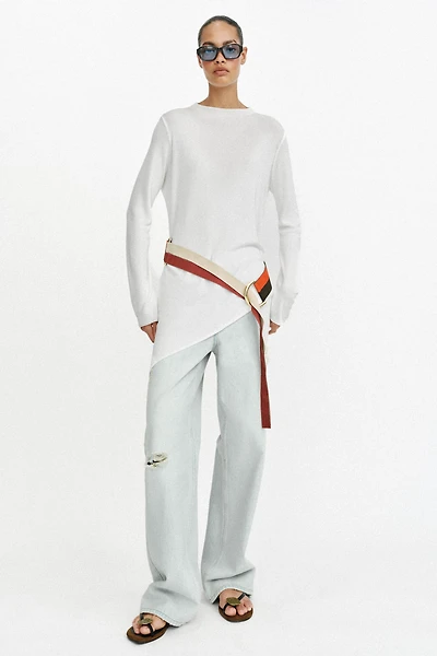 CEINTURE EN CUIR CROÛTE DE 100% DOUBLES LANIÈRES