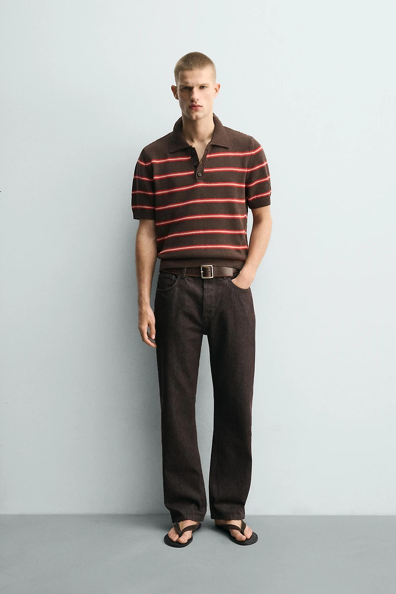 POLO EN MAILLE JACQUARD À RAYURES