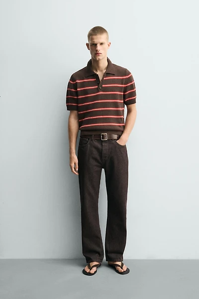POLO EN MAILLE JACQUARD À RAYURES
