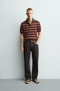 POLO EN MAILLE JACQUARD À RAYURES