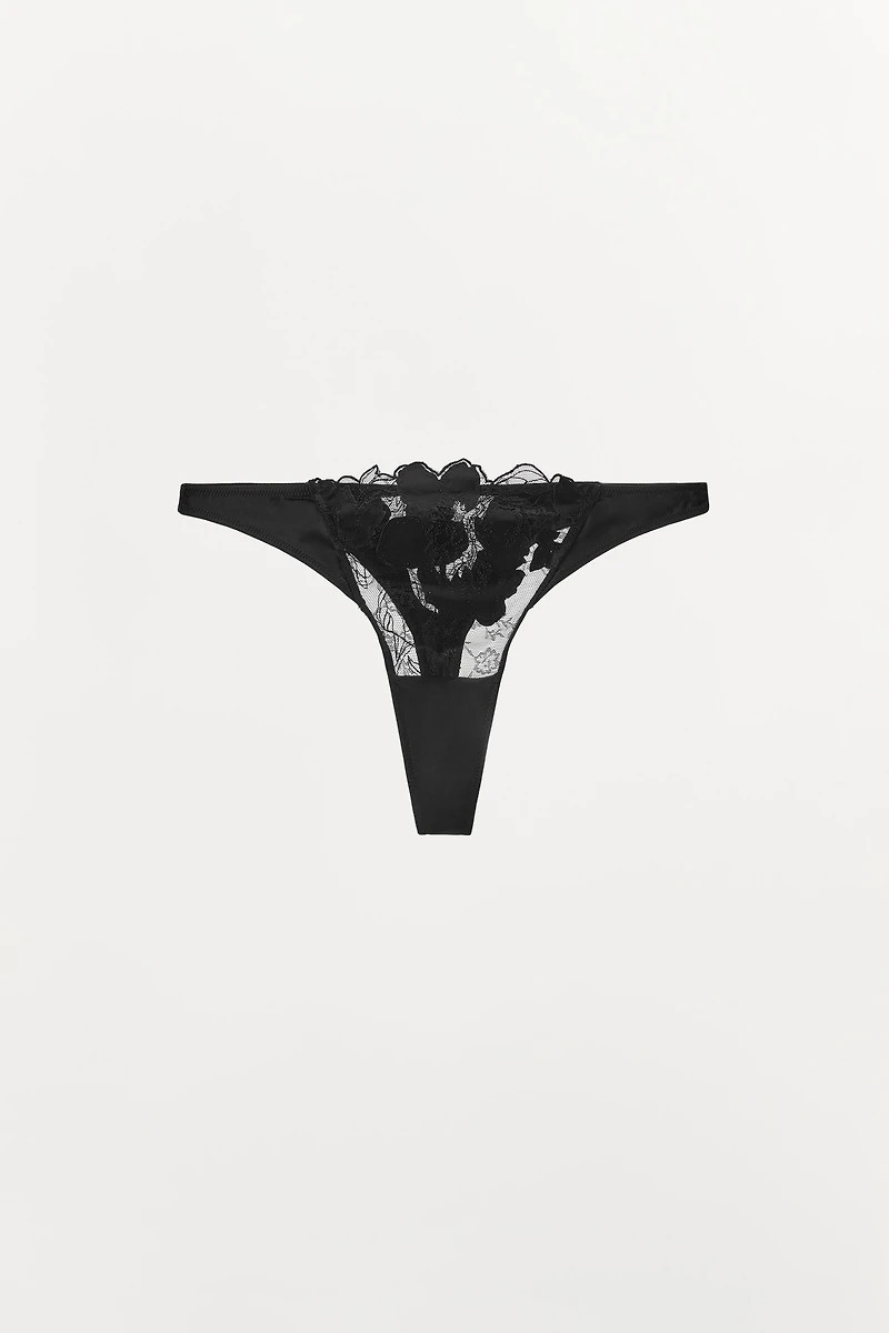 FLORAL LACE THONG
