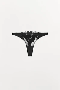 FLORAL LACE THONG