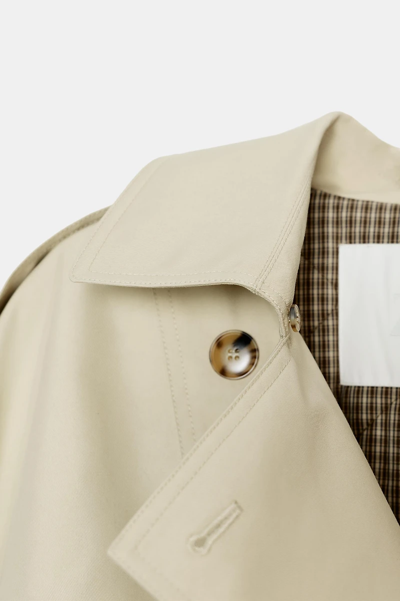 QUILTED FAUX FUR COLLAR TRENCH COAT ZW COLLECTION