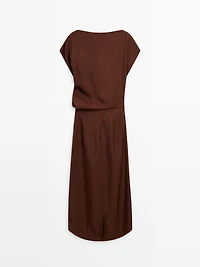 Long dress with gathered waist detail