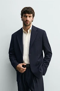 100% WOOL PLAID REGULAR FIT BLAZER
