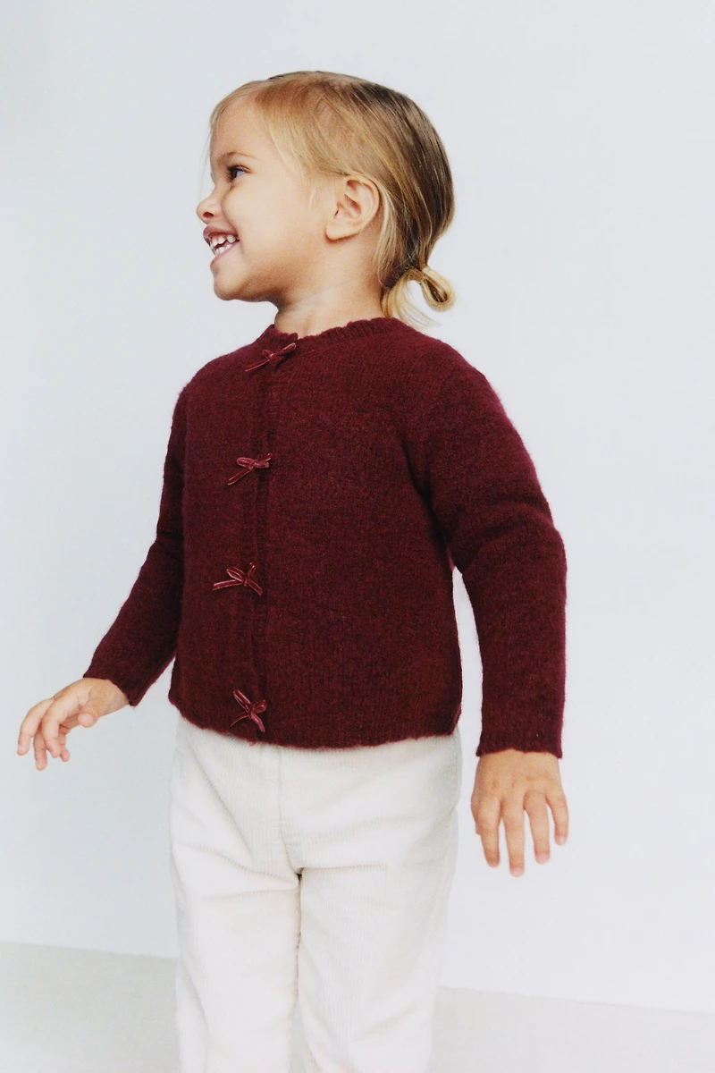 VELVET BOW CARDIGAN