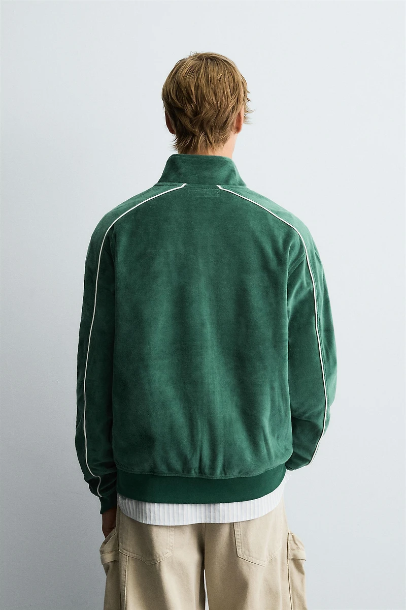 VELOUR ZIP SWEATSHIRT