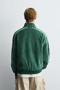 VELOUR ZIP SWEATSHIRT