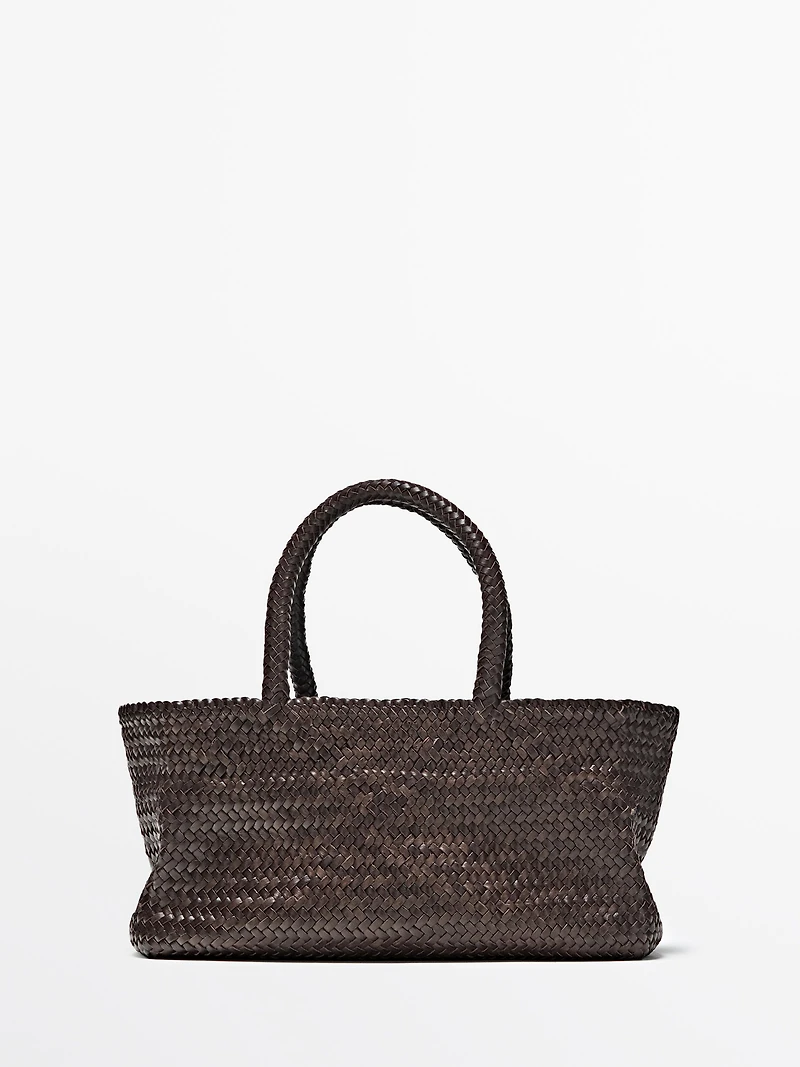 Tote bag tressé en cuir nappa