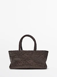 Tote bag tressé en cuir nappa