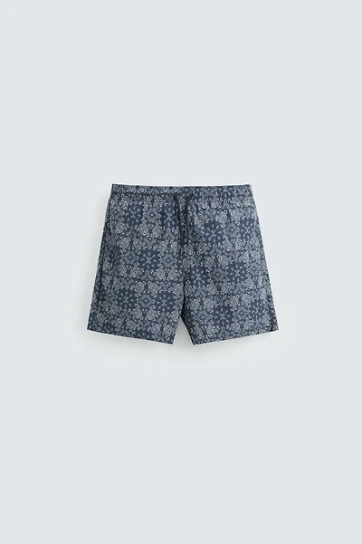 PAISLEY PRINT MID-LENGTH SWIMSUIT