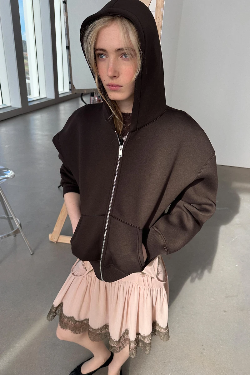 NEOPRENE EFFECT HOODIE SWEATSHIRT