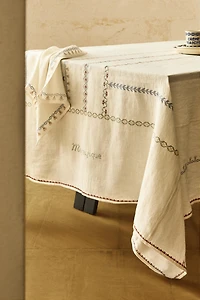 CROSS STITCH LINEN TABLECLOTH