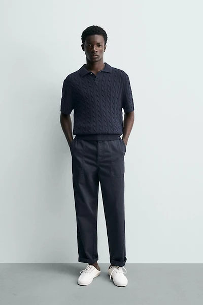 BRAIDED TEXTURED KNIT POLO
