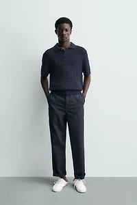 BRAIDED TEXTURED KNIT POLO