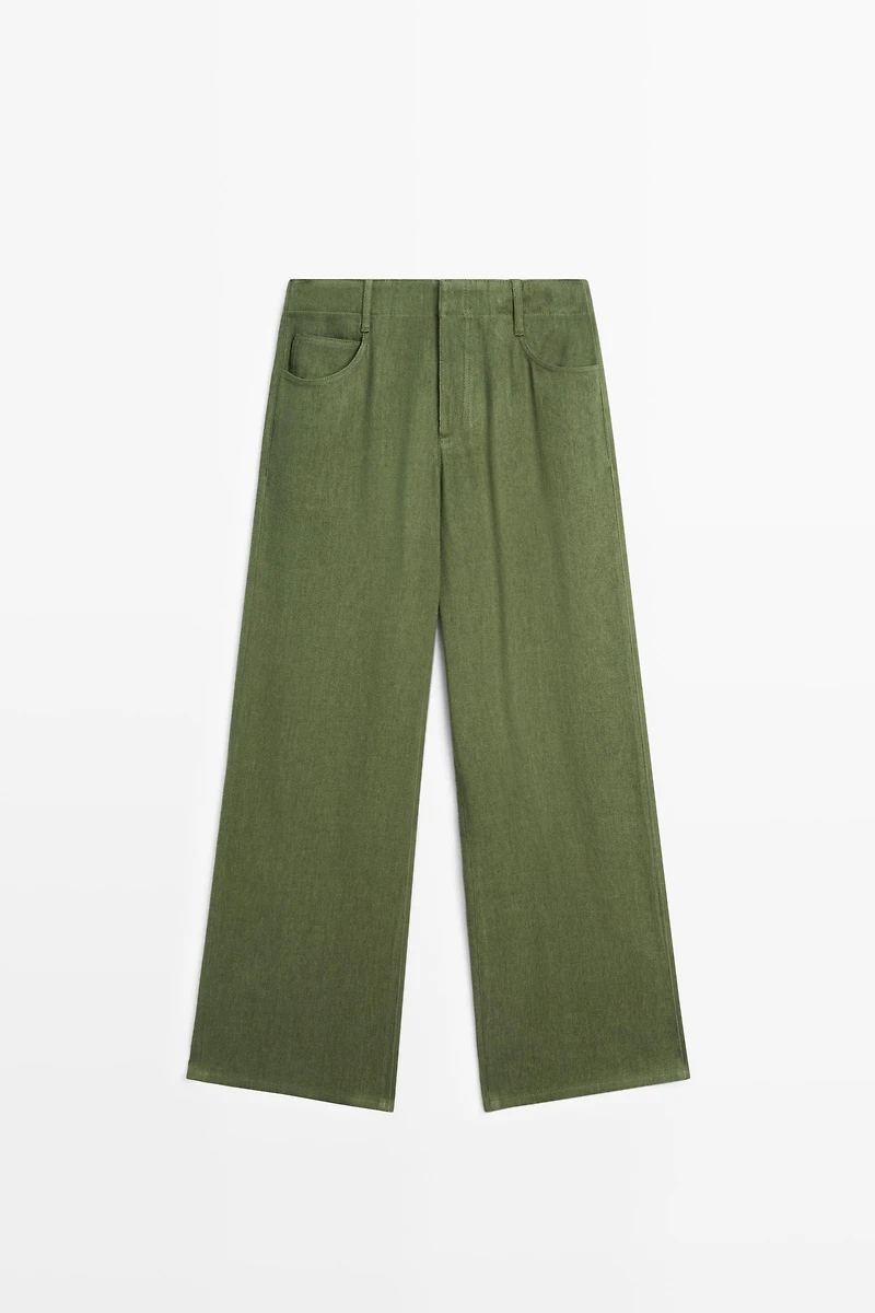 Straight linen blend pants