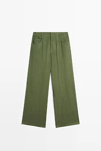 Straight linen blend pants