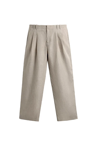 COTTON - LINEN PLEATED PANTS