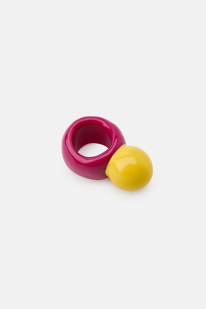 LOT DE 2 BAGUES RÉSINE 100% BOULE FLEUR
