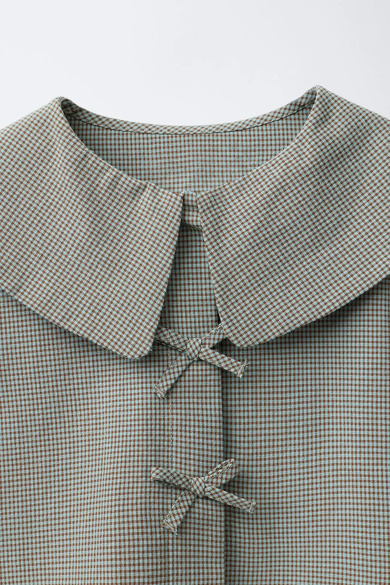 GINGHAM COLLAR SHIRT
