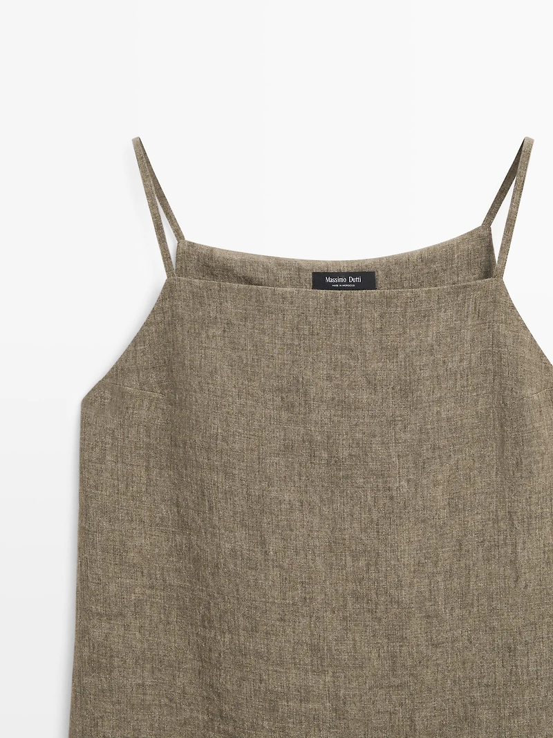 100% linen short dress