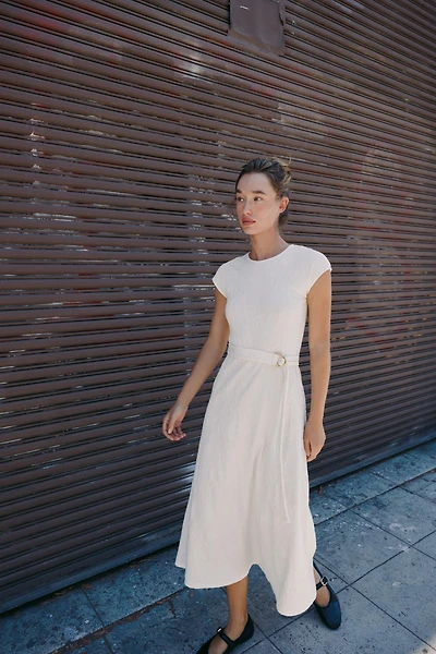BELTED JACQUARD DRESS