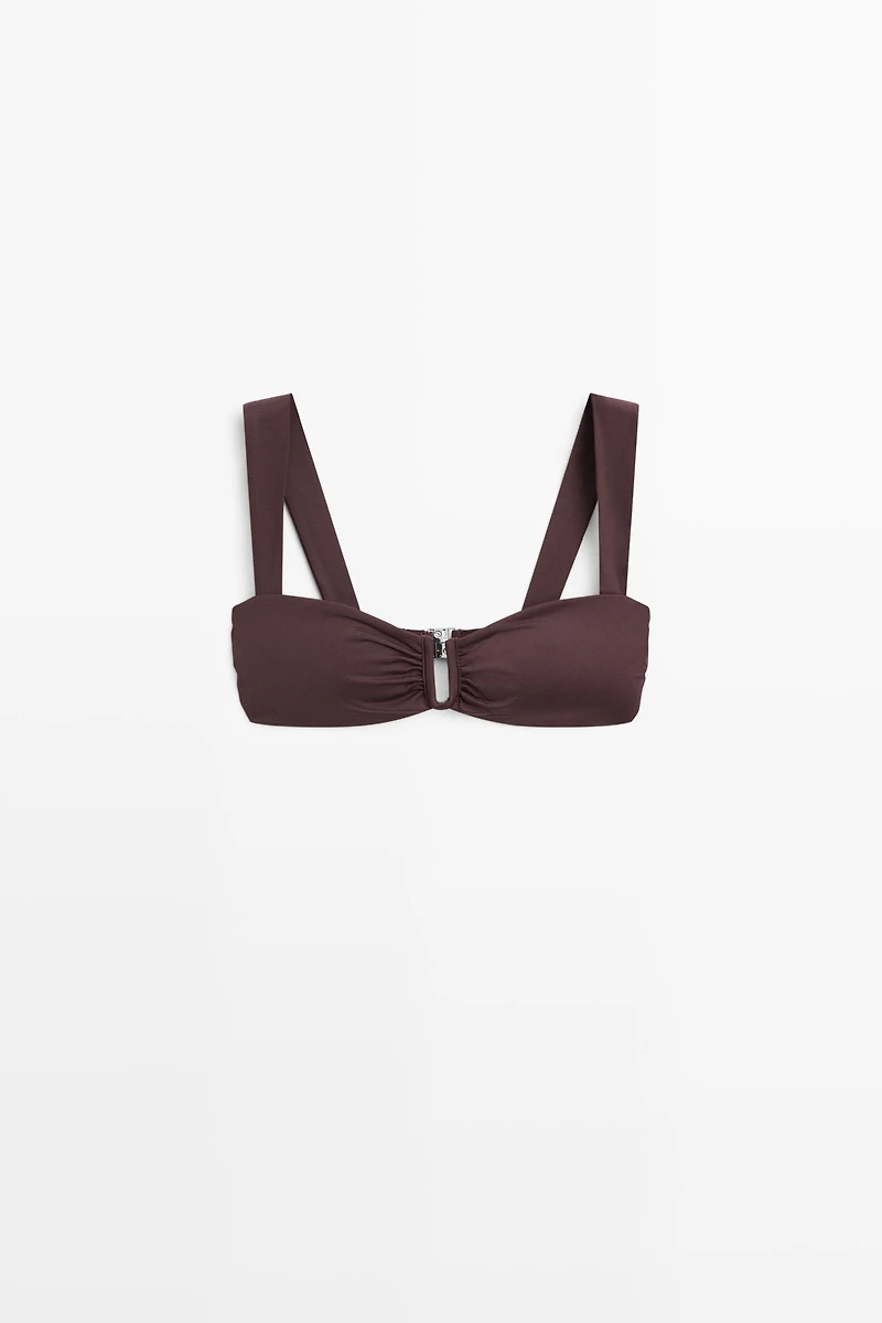 Strappy bikini top with gathered detail