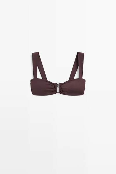 Strappy bikini top with gathered detail